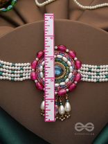 Praatika- The China Rose- Stones & Glass Drops Embroidered Choker Necklace
