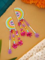 Vibhaasin- Decorated with Flowers- Stones & Sequins Embroidered Earrings