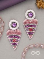 Triyashra- The Inverted Triangle- Stones & Glass Beads Embroidered Earrings