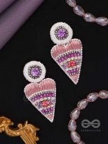 Triyashra- The Inverted Triangle- Stones & Glass Beads Embroidered Earrings