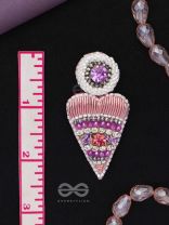 Triyashra- The Inverted Triangle- Stones & Glass Beads Embroidered Earrings