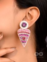 Triyashra- The Inverted Triangle- Stones & Glass Beads Embroidered Earrings