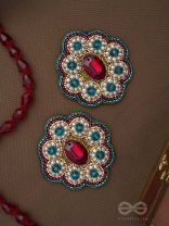 Rauhineya- The Sea of Emeralds- Pearls, Stones & Beads Embroidered Earrings