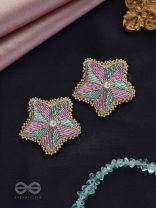 Tusharkana- The Misty Snowflake- Stones & Beads Embroidered Earrings