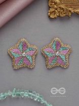 Tusharkana- The Misty Snowflake- Stones & Beads Embroidered Earrings