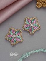 Tusharkana- The Misty Snowflake- Stones & Beads Embroidered Earrings