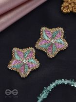 Tusharkana- The Misty Snowflake- Stones & Beads Embroidered Earrings