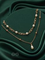 The Moonlit Path- Golden Layered Pearl Necklace