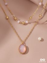 The Pink Pizzazz- Golden Embellished Layered Necklace With Anti-Tarnish Coating