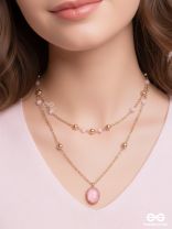The Pink Pizzazz- Golden Embellished Layered Necklace With Anti-Tarnish Coating