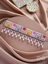 Karmuka- The Jazzy Rainbow- Pearls, Resham & Sequins Embroidered Choker Necklace