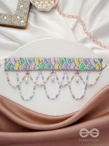 Paatalya- The Flower Meadow- Pearls & Stone Beads Embroidered Choker Necklace 