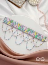 Paatalya- The Flower Meadow- Pearls & Stone Beads Embroidered Choker Necklace 