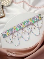 Paatalya- The Flower Meadow- Pearls & Stone Beads Embroidered Choker Necklace 