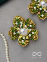 Triyashti- The Ravishing Wildflower-  Pearls, Stones & Beads Embroidered Earrings