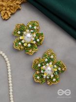 Triyashti- The Ravishing Wildflower-  Pearls, Stones & Beads Embroidered Earrings