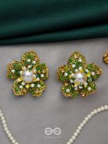 Triyashti- The Ravishing Wildflower-  Pearls, Stones & Beads Embroidered Earrings