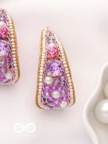 Saireeya- The Purple Garden- Stones, Pearls & Beads Embroidered Earrings