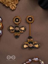 Saaragha- Pair of Honeybees- Stones, Resham & Beads Embroidered Earrings