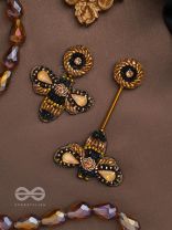 Saaragha- Pair of Honeybees- Stones, Resham & Beads Embroidered Earrings