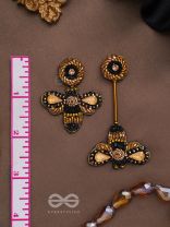 Saaragha- Pair of Honeybees- Stones, Resham & Beads Embroidered Earrings