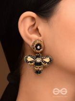 Saaragha- Pair of Honeybees- Stones, Resham & Beads Embroidered Earrings