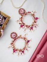 Ardramani- The Fiery Embers- Pearls, Stones & Glass Beads Embroidered Earrings