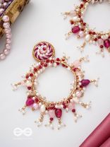 Ardramani- The Fiery Embers- Pearls, Stones & Glass Beads Embroidered Earrings
