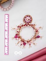 Ardramani- The Fiery Embers- Pearls, Stones & Glass Beads Embroidered Earrings