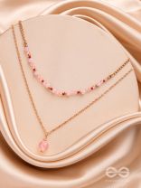THE ROSY ROSETTES - GOLDEN BEADED LAYERED NECKLACE