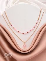 THE ROSY ROSETTES - GOLDEN BEADED LAYERED NECKLACE
