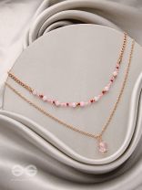THE ROSY ROSETTES - GOLDEN BEADED LAYERED NECKLACE