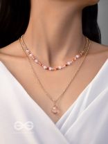 THE ROSY ROSETTES - GOLDEN BEADED LAYERED NECKLACE