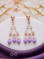 THE ETHEREAL ECHOES - LAVENDER AND WHITE BEADED EARRINGS