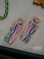 ABHIRAMA - THE BEAUTIFUL CANVAS - BEADED RECTANGLE EMBROIDERED EARRINGS ( MULTICOLOR )