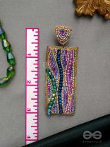 ABHIRAMA - THE BEAUTIFUL CANVAS - BEADED RECTANGLE EMBROIDERED EARRINGS ( MULTICOLOR )