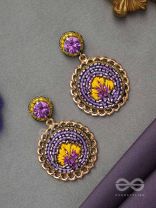 PARIJATA - THE CELESTIAL FLOWER - RESHAM AND STONE EMBROIDERED EARRINGS