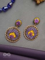 PARIJATA - THE CELESTIAL FLOWER - RESHAM AND STONE EMBROIDERED EARRINGS