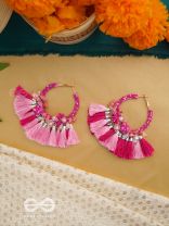 MADHURIMA - THE SWEETNESS - PINK TASSEL AND STONE EARRINGS