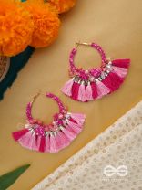 MADHURIMA - THE SWEETNESS - PINK TASSEL AND STONE EARRINGS