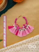 MADHURIMA - THE SWEETNESS - PINK TASSEL AND STONE EARRINGS