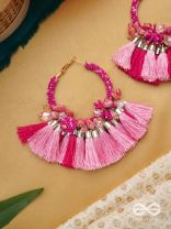 MADHURIMA - THE SWEETNESS - PINK TASSEL AND STONE EARRINGS