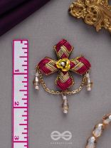 CHAARVI - THE BEAUTIFUL AND ELEGANT - PINK AND GOLD EMBROIDED  EARRINGS WITH METAL FLOWERS