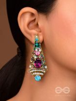 ANANGIKA: THE LOVELY ONE - PEARL, STONE AND GLASS BEADSEMBROIDED  EARRINGS