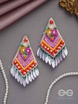KAVISHA- THE MASTERPIECE - PEARL AND GLASS BEAD EMBROIDES EARRINGS (MULTICOLOR)