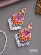 KAVISHA- THE MASTERPIECE - PEARL AND GLASS BEAD EMBROIDES EARRINGS (MULTICOLOR)