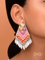 KAVISHA- THE MASTERPIECE - PEARL AND GLASS BEAD EMBROIDES EARRINGS (MULTICOLOR)