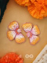 SHOBHANA - THE SHINING - SEQUINS AND RESHAM EMBROIDED EARRINGS (PINK & MUSTARD)