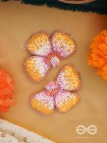 SHOBHANA - THE SHINING - SEQUINS AND RESHAM EMBROIDED EARRINGS (PINK & MUSTARD)