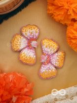 SHOBHANA - THE SHINING - SEQUINS AND RESHAM EMBROIDED EARRINGS (PINK & MUSTARD)